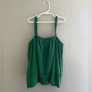 LOFT Vibrant Green Linen Layered Tank Top